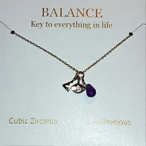 Balance purple semi-precious & cubic zirconia gold necklace